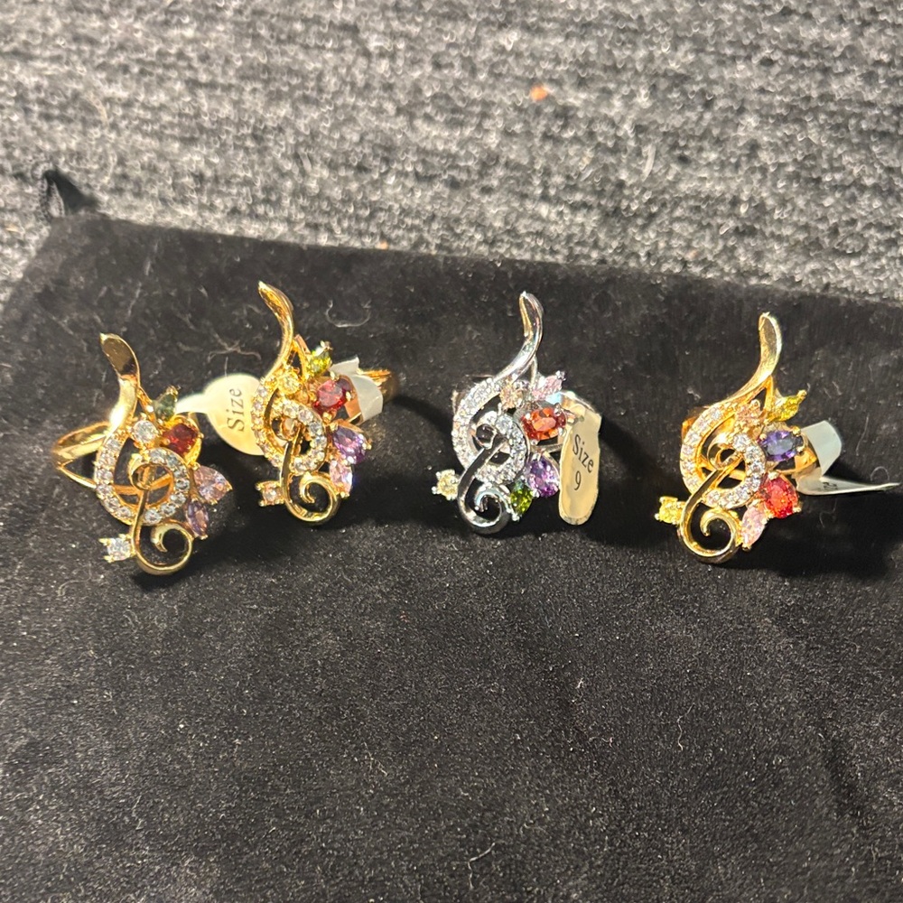 Gold and Silver Women's Rings with Multicolor Stones